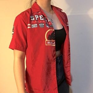 vintage graphic button up